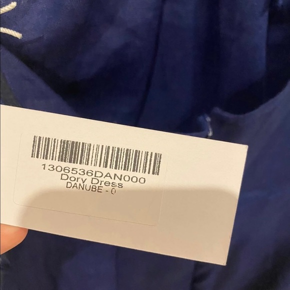 Reformation Dory Linen Danube Blue Dress Size 0 NWT $218 - Picture 4 of 7